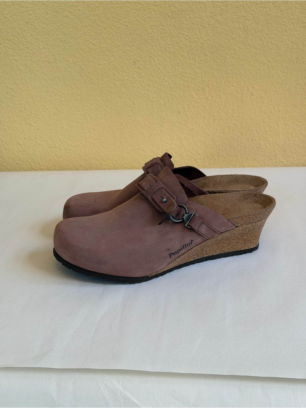 Papillio Dana Birkenstock Wedge Clogs Mauve Brown Nubuck EU 41 US 10 NWOB - Picture 4 of 12